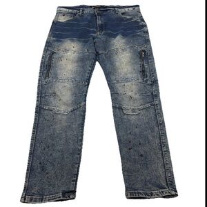 Rocawear Y2K Jeans Mens 38” Dark Blue Skinny Distressed Grunge Streetwear Skate